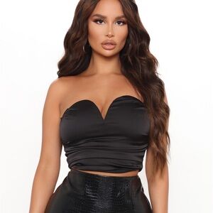 Fashion Nova Strapless Satin Top